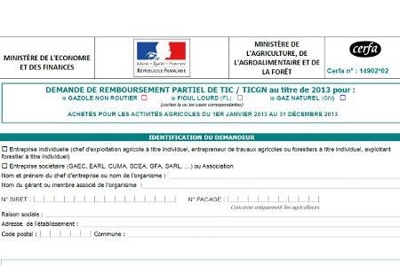 Formulaire de remboursement TIC